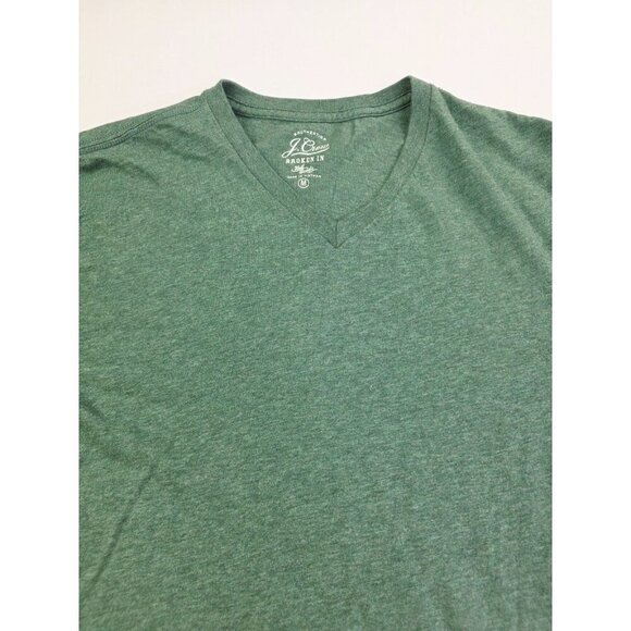 J. Crew Authentic Broken In Sz Medium Green V Neck Knit Goods Cotton Fashion Tee - Picture 6 of 9